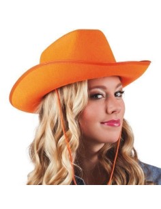 Chapéu de feltro cowboy laranja - de alta qualidade, ideal para carnaval, festas temáticas e eventos especiais.